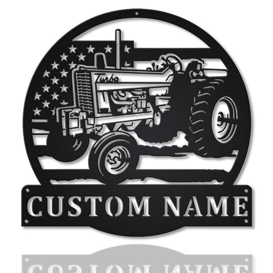 Personalized Usa Farm Tractor Metal Sign Art, Custom Usa Farm Tractor Monogram Metal Sign, Farmer Gift - metal sign