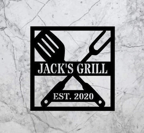 Bbq Sign Grilling Gifts Outdoor Kitchen Metal Sign Personalized Metal Sign Grill Gifts For Dad Metal Sign For Outdoors Signs
