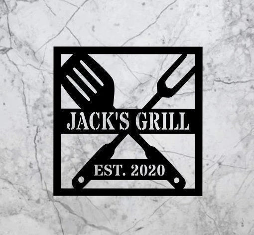 Bbq Sign Grilling Gifts Outdoor Kitchen Metal Sign Personalized Metal Sign Grill Gifts For Dad Metal Sign For Outdoors Signs