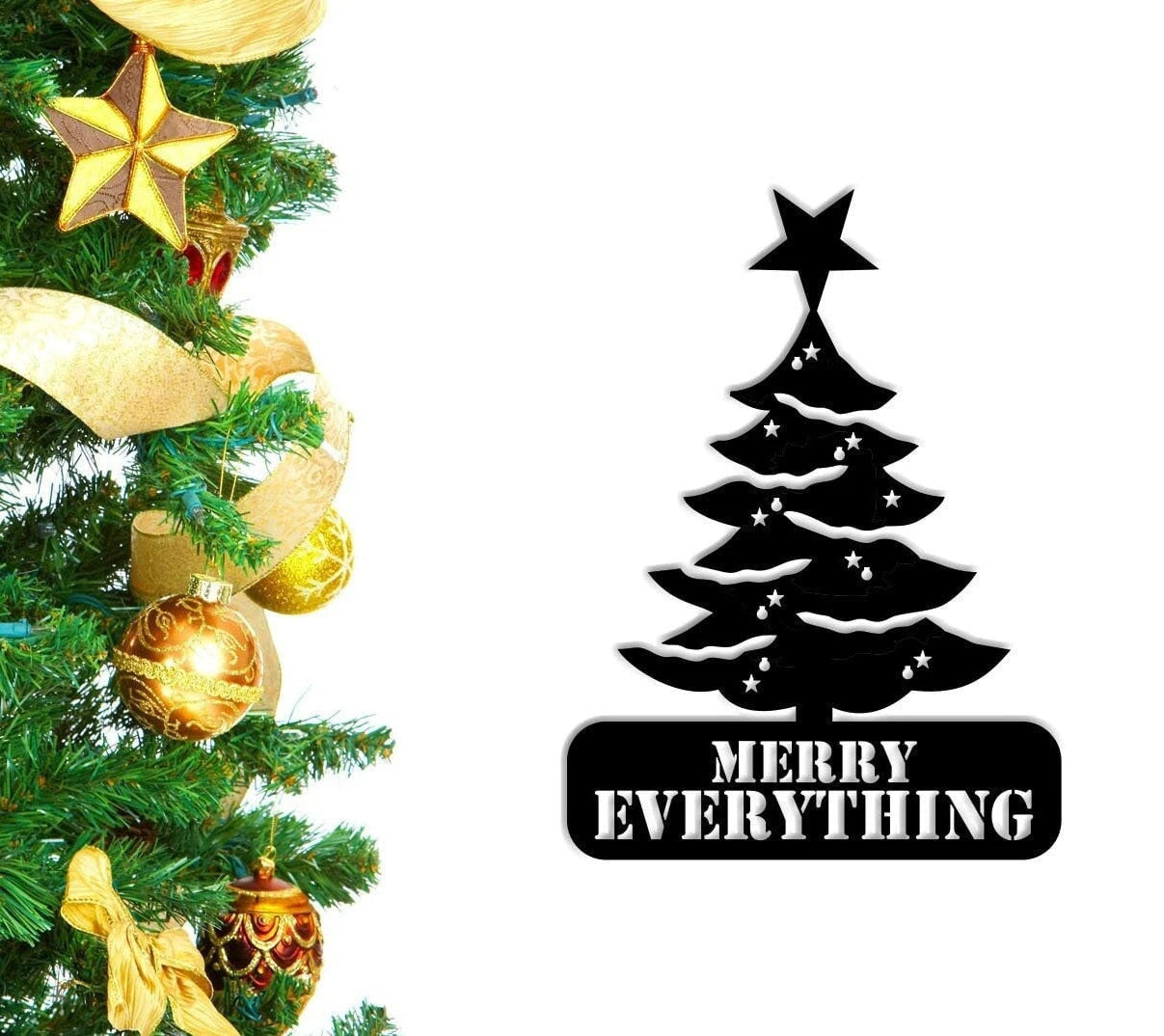 Merry Everything Metal Sign Christmas Tree Metal Sign Wall Hangings Christmas Gifts Custom Metal Sign Indoor Outdoor Metal Sign