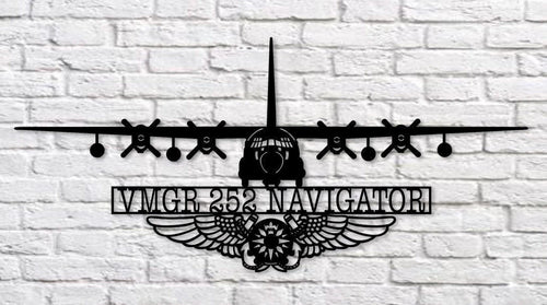 Kc130 Vmgr252 Navigator With Navigator Wings Metal Sign Cut Metal Sign Wall Decor