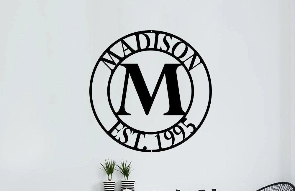 Family Name Sign Metal Wall Art Custom Metal Sign With Established Year Initial And Last Name Gift Personalized Last Name Sign Laser Cut Metal Signs Custom Gift Ideas