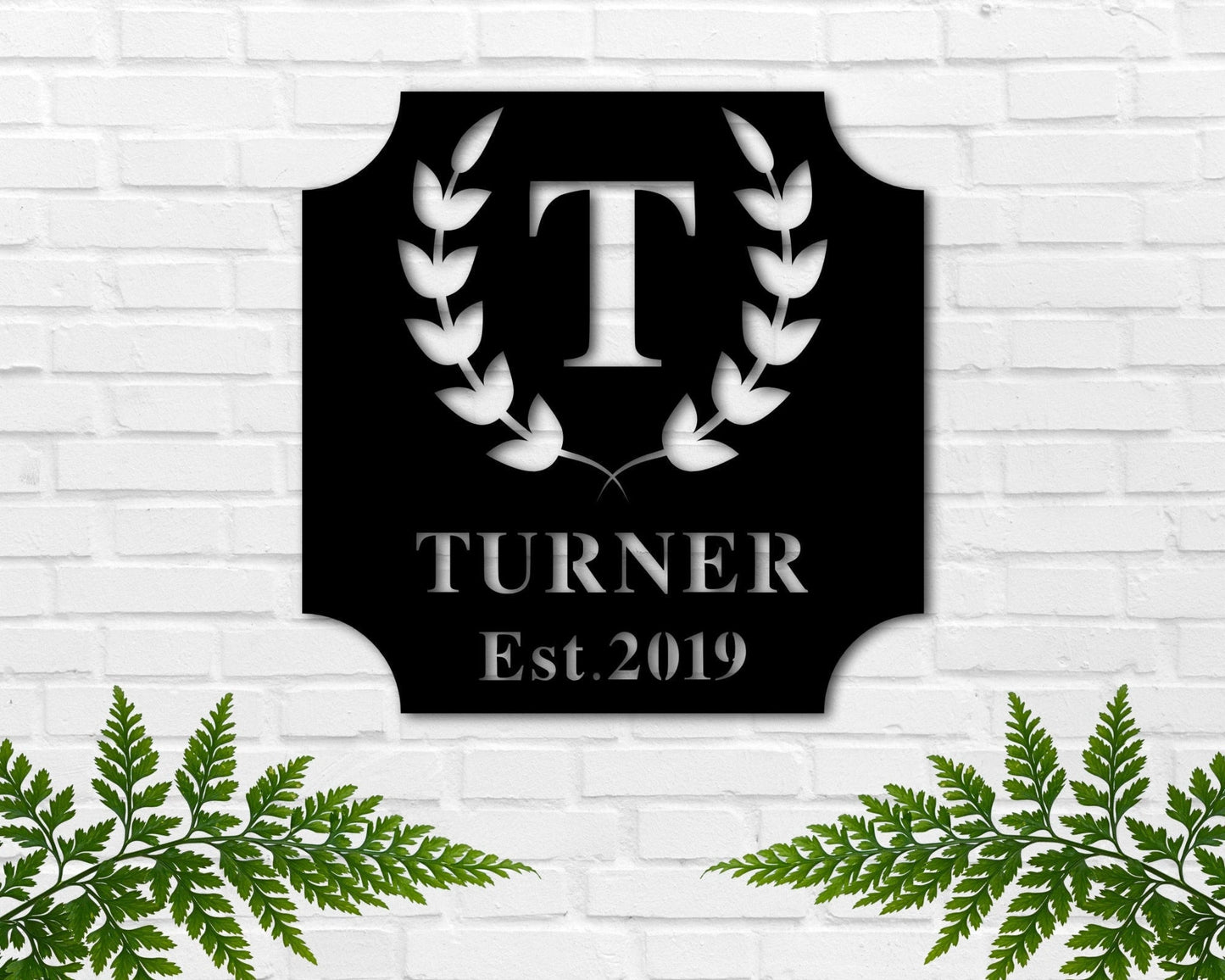 Personalized Metal Sign, Last Name Sign With Initial, Established Family Sign, Metal Sign, Wreath Sign, Wedding Gift, Anniversary Gift Laser Cut Metal Signs Custom Gift Ideas