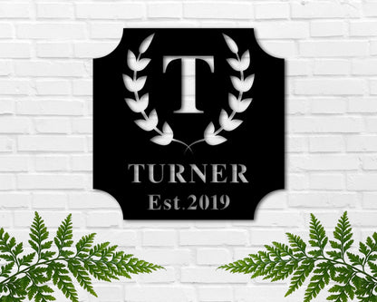 Personalized Metal Sign, Last Name Sign With Initial, Established Family Sign, Metal Sign, Wreath Sign, Wedding Gift, Anniversary Gift Laser Cut Metal Signs Custom Gift Ideas