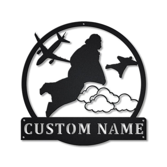 Personalized Wingsuit Flying Monogram Metal Sign Art, Custom Wingsuit Flying Metal Sign, Hobbie Gifts - metal sign