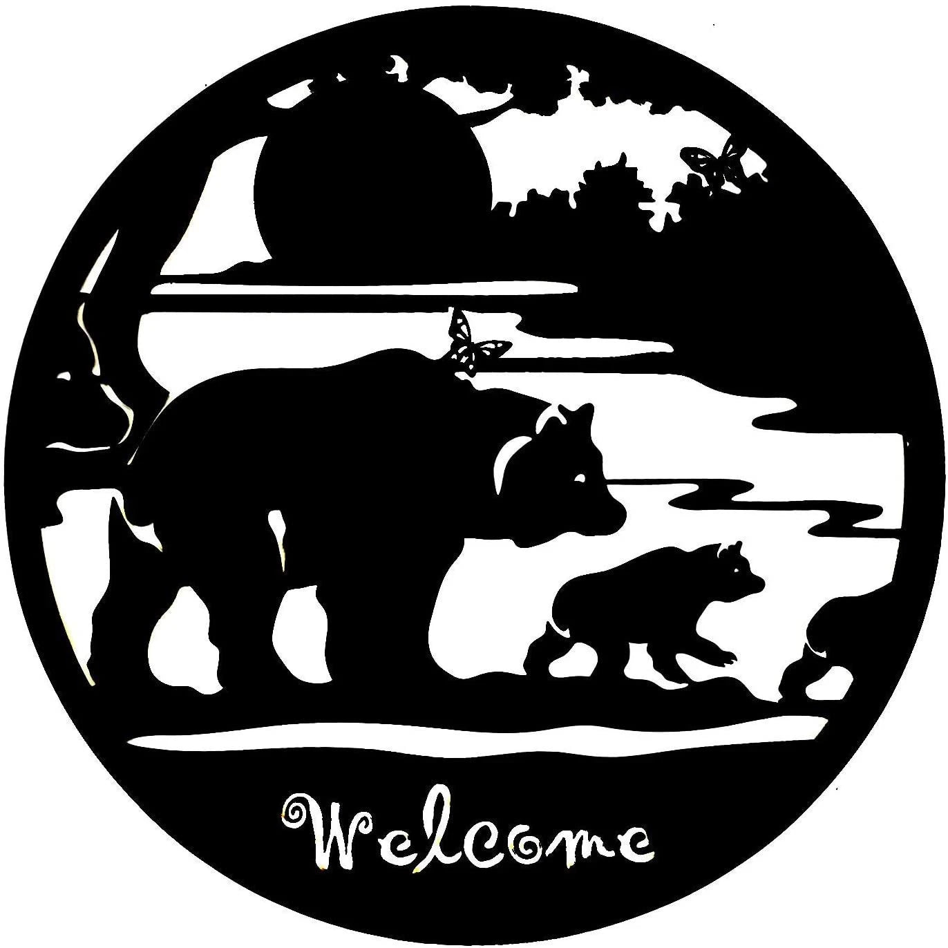 Bear Laser Cut Cabin Lodge Woodland Welcome