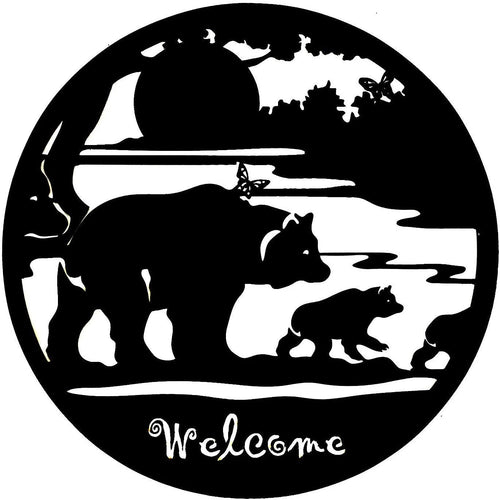 Bear Laser Cut Cabin Lodge Woodland Welcome