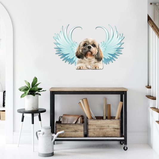 Shih Tzu Angel blue wings Cut Metal Sign Laser Cut Metal Signs Custom Gift Ideas - 8 inches - metal sign