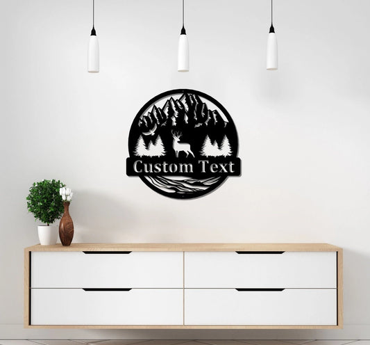 Deer Metal Decor Outdoor Indoor Wall Decor Non Rust Metal Decor Personalized Wall Decor Family Name Sign - 8 inches - metal sign