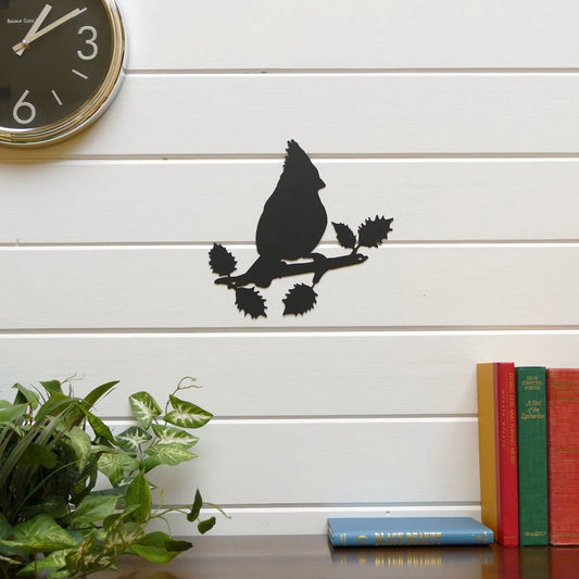 Tall Cardinal on Branch Decor Wall Art Cut Metal Sign Laser Cut Metal Signs Custom Gift Ideas - 8 inches - metal sign