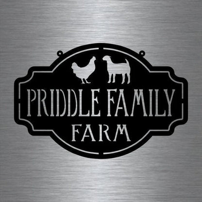 Metal Farm Sign , Goat And Chicken Personalized Family Name Metal Sign Housewarming Gift Wedding Gift Personalized Gift Laser Cut Metal Signs Custom Gift Ideas