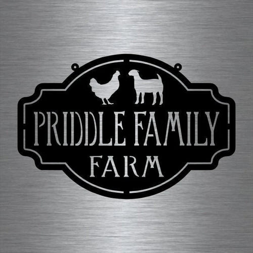 Metal Farm Sign , Goat And Chicken Personalized Family Name Metal Sign Housewarming Gift Wedding Gift Personalized Gift Laser Cut Metal Signs Custom Gift Ideas