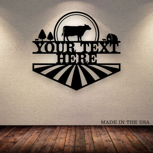 Personalized Cattle Sun Farm Metal Wall, Custom Name Metal Sign, Farmhouse Decor, Sign For Farm, Gift For Farmer, , Laser Cut Metal Signs Custom Gift Ideas