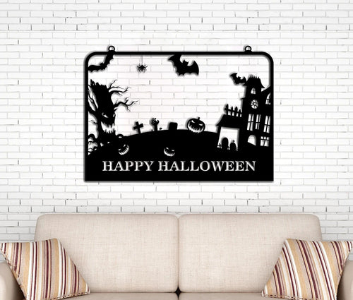 Halloween Themed Metal Wall Signs Metal Sign Halloween Decoration Horror Sign Pumpkin Sign Halloween Party Decor