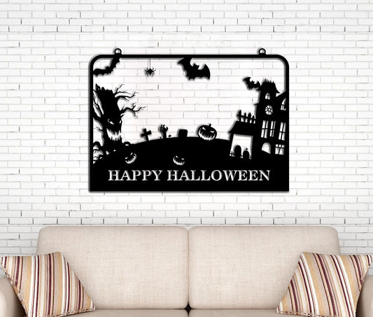 Halloween Themed Metal Wall Signs Metal Sign Halloween Decoration Horror Sign Pumpkin Sign Halloween Party Decor - 8 inches - metal sign
