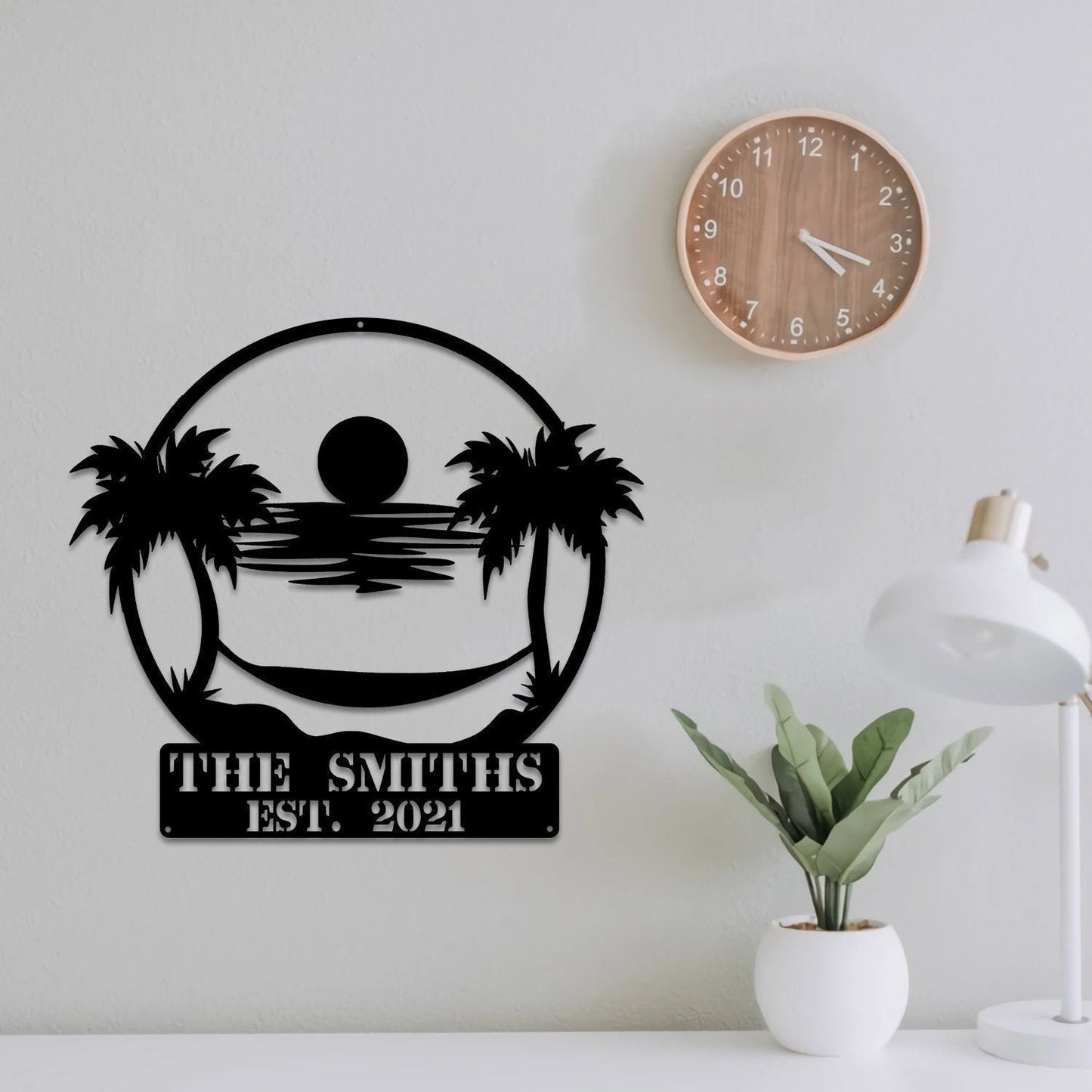 Sunset Beach Metal Sign Beach Pool Sign Palm Tree Sign Metal Sea Art Beach Scene Sign Beach House Decor