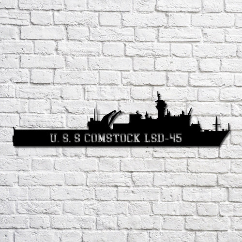U.s.s Comstock Lsd45 Navy Ship Metal Art, Custom Us Navy Ship Cut Metal Sign, Gift For Navy Veteran, Navy Ships Silhouette Metal Art, Navy Home Decor Laser Cut Metal Signs Custom Gift Ideas
