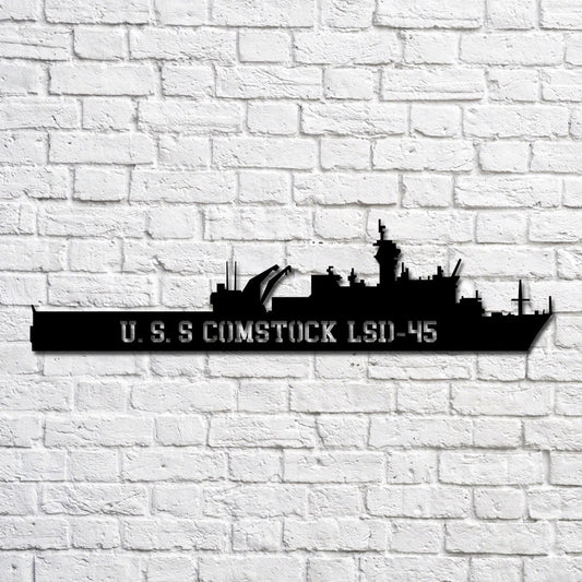 U.s.s Comstock Lsd45 Navy Ship Metal Art, Custom Us Navy Ship Cut Metal Sign, Gift For Navy Veteran, Navy - metal sign