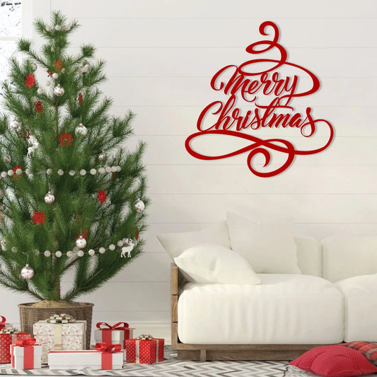 Merry Christmas Tree Metal Art, Home Decor, Christmas Gift Decoration, Metal Laser Cut Metal Signs Custom Gift Ideas - 8 inches - metal sign