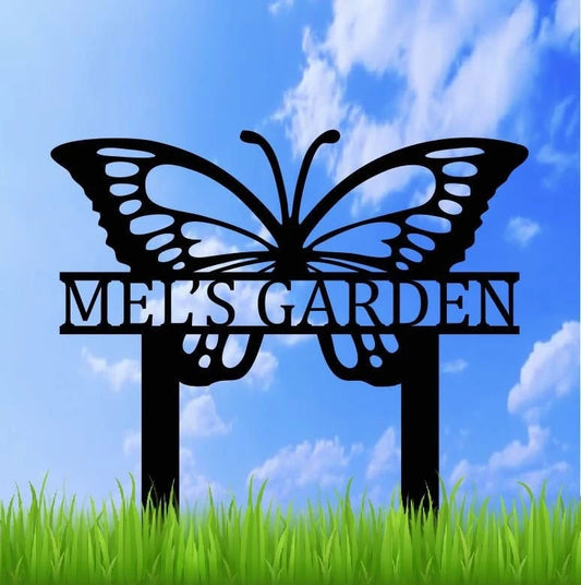 Personalized Butterfly Garden Stake Metal Sign, Garden Stake Metal Sign, Garden Sign, Custom Garden Sign - metal sign