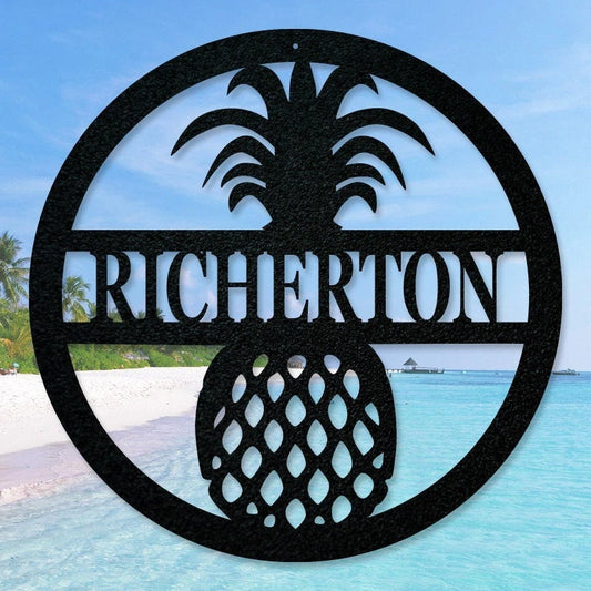 Personalized Pineapple Metal Sign Housewarming Gift Personalized Metal Sign Custom Metal Decor Metal Sign - 8 inches - metal sign