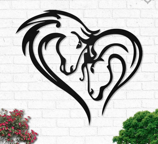 Horse Couple Heart Love Cut Metal Sign Laser Cut Metal Signs Custom Gift Ideas - 8 inches - metal sign