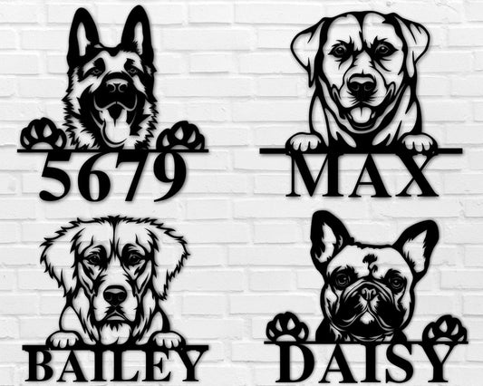 Dog Metal Name Sign, Custom Dog Breed Metal Art, Personalized Dog Sign, Custom Dog Address Sign, Dog - metal sign