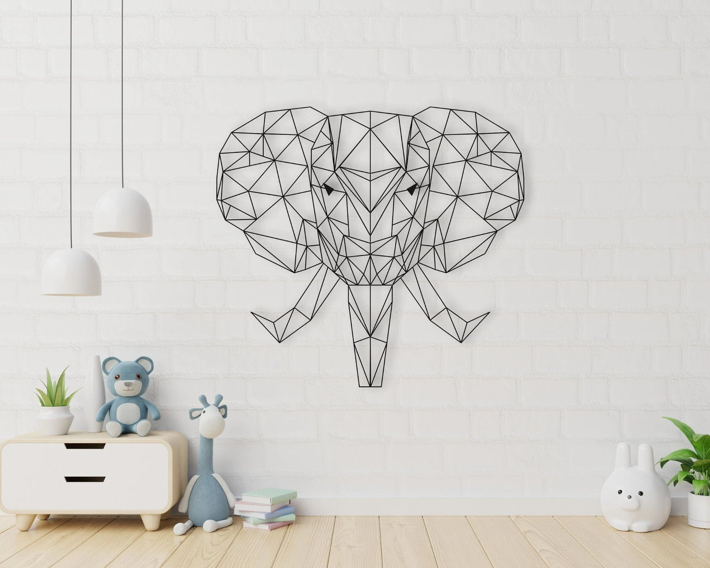 Geometric Elephant Metal Elephant Sign Rustic