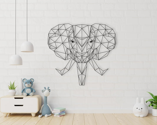 Geometric Elephant Metal Elephant Sign Rustic - 8 inches - metal sign
