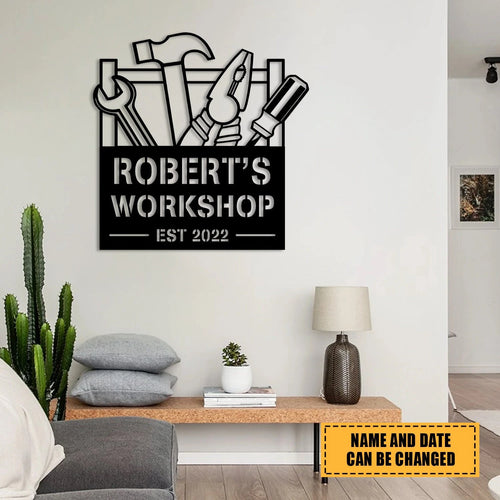 Customized Workshop Metal Sign, Garage Plaque, Father's Day Gift Laser Cut Metal Signs Custom Gift Ideas