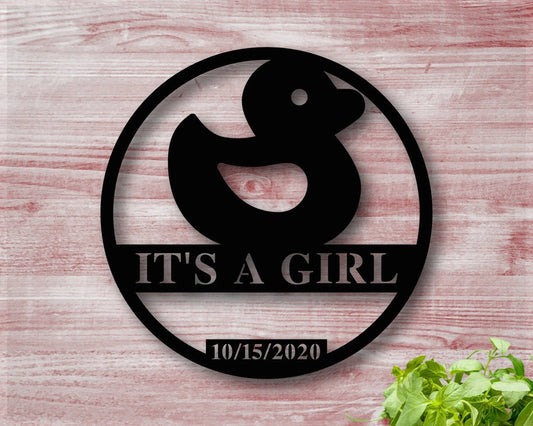 Personalized Baby Sign With Duck, Baby Gifts With Name, It's A Girl Sign, Custom Baby Shower Gift , Baby - wedding detail