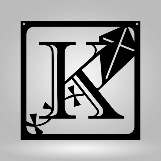 Custom Monogram Kite Sign Personalize Name Metal Stainless Steel Metal Sign - 8 inches - metal sign