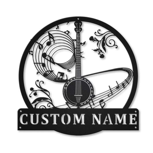 Personalized Banjo Music Metal Sign Art, Custom Banjo Music Metal Sign, Banjo Gifts For Men, Banjo Gift - metal sign
