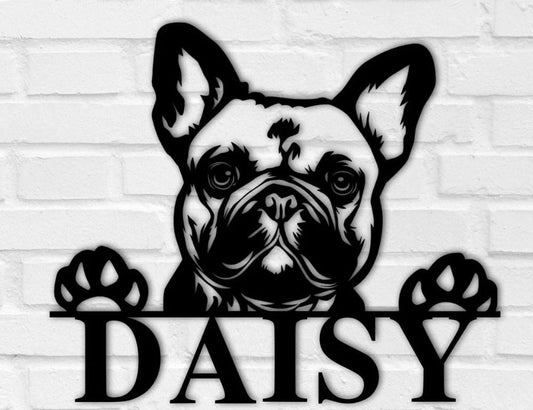 Custom French Bulldog Metal Sign, Personalized Dog Name Sign, Dog Metal Wall Art, Custom Dog Decor, Dog - metal sign