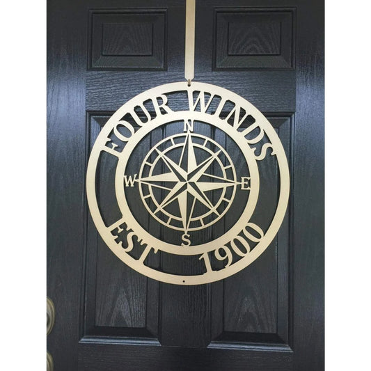 Personalized Nautical Compass Sign, Cut Metal Sign, Metal Wall Art, Metal House Sign Laser Cut Metal Signs Custom Gift Ideas - 8 inches - metal sign