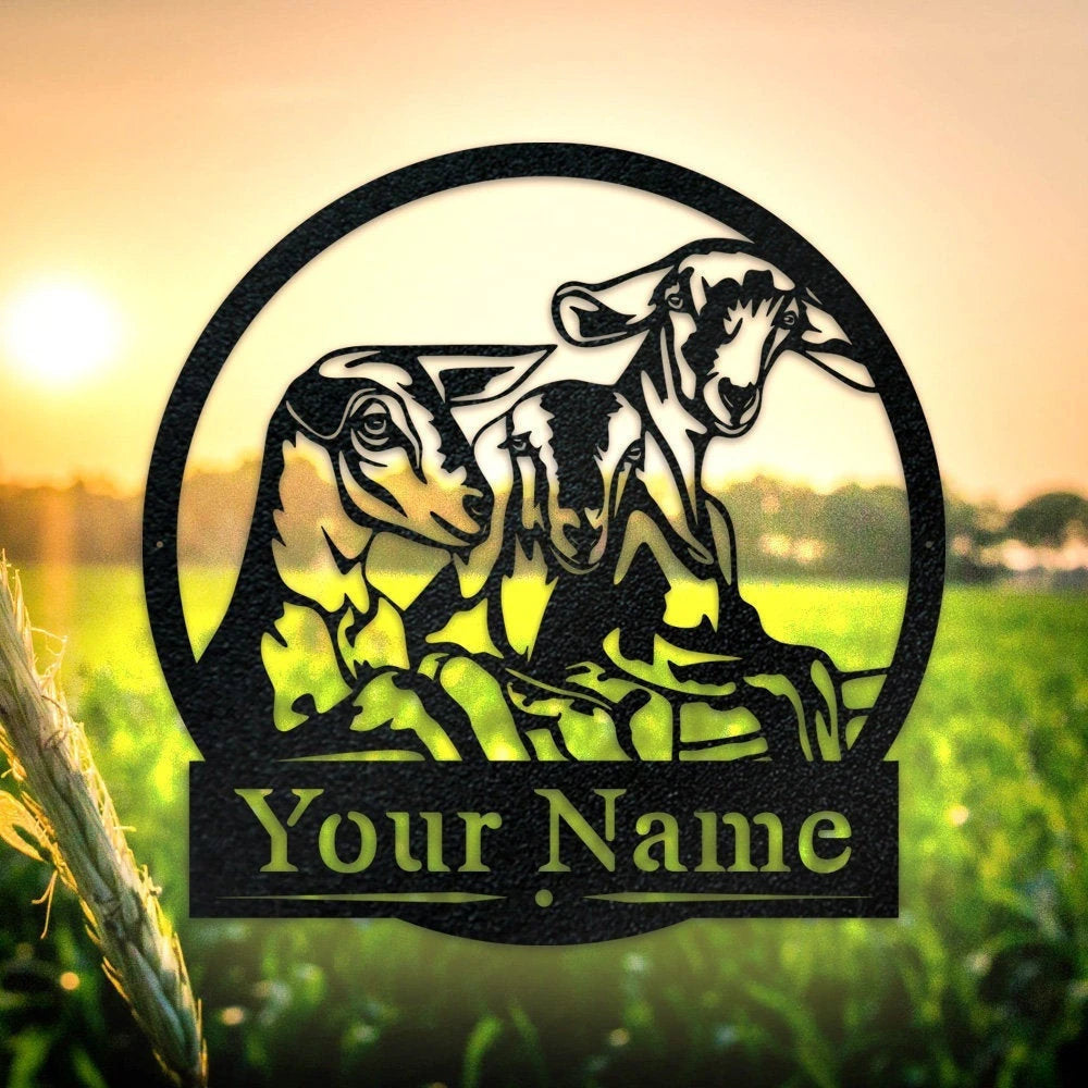 Custom Goats On A Fence Metal Goats Sign