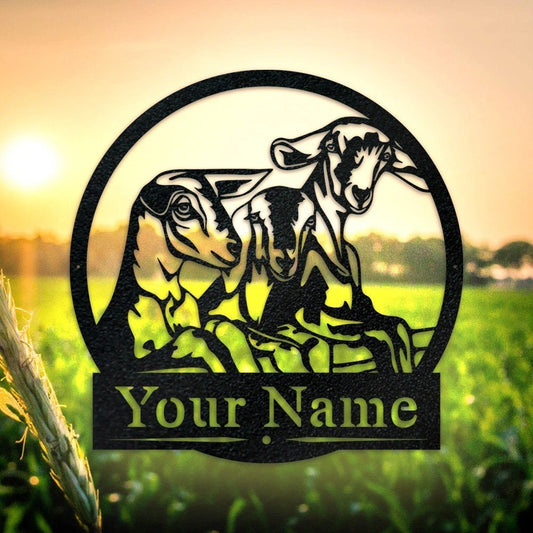 Custom Goats On A Fence Metal Goats Sign - 8 inches - metal sign
