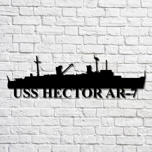 Uss Hector Ar7 Navy Ship Metal Art, Custom Us Navy Ship Cut Metal Sign, Gift For Navy Veteran, Navy Ships - metal sign