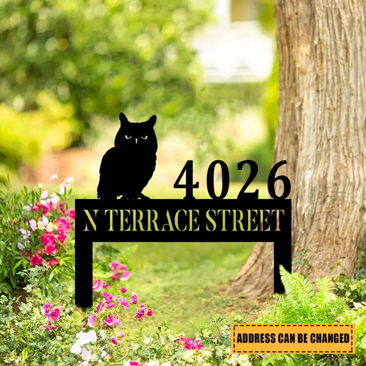 Customized Owl Metal Yard Sign, Housewarming Steel Art, Metal Laser Cut Metal Signs Custom Gift Ideas - 8 inches - metal sign