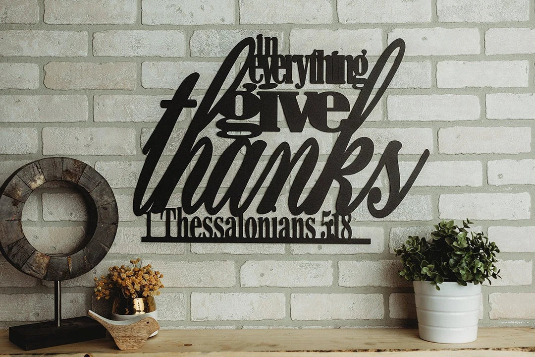 Give Thanks Metal Bible Verse Decor Cut Metal Sign Wall Metal Art