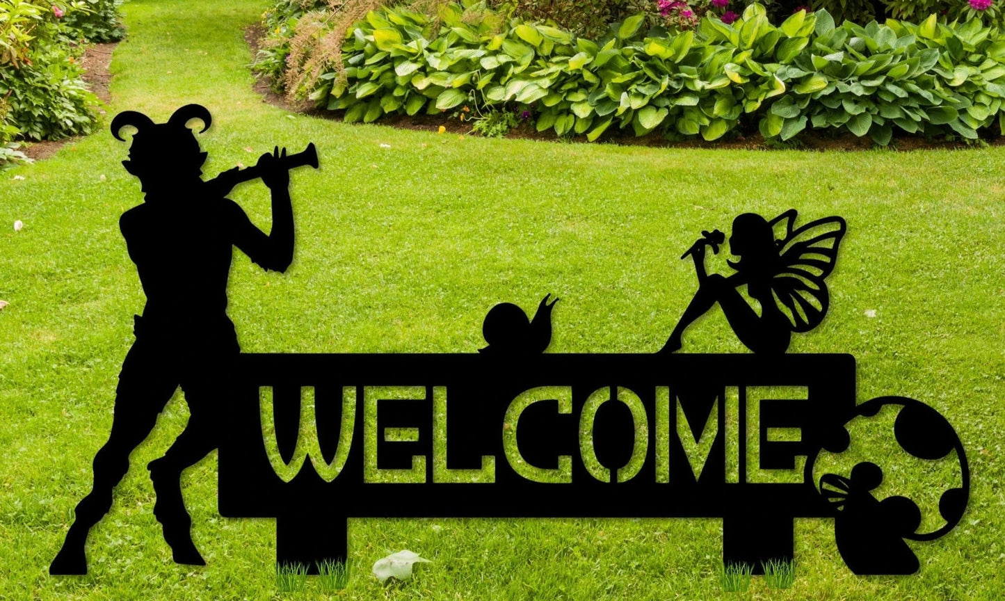Metal Fantasy Welcome Sign Yard Sign With Stakes Fawn Sign Fairy Sign Metal Welcome Sign