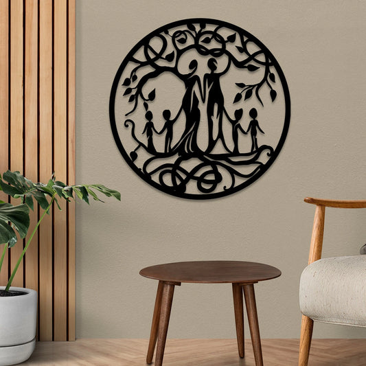 Six Members Family Tree Of Life Metal Sign, Mother's Day Gift Laser Cut Metal Signs Custom Gift Ideas - metal sign
