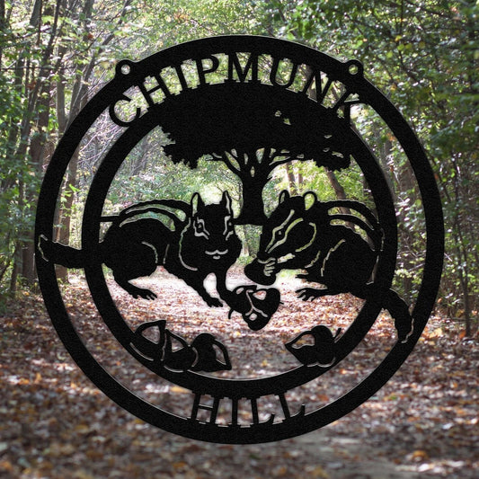 Personalized Chipmunk Sign, Cut Metal Sign, Metal Wall Art, Metal House Sign Laser Cut Metal Signs Custom Gift Ideas - 8 inches - metal sign