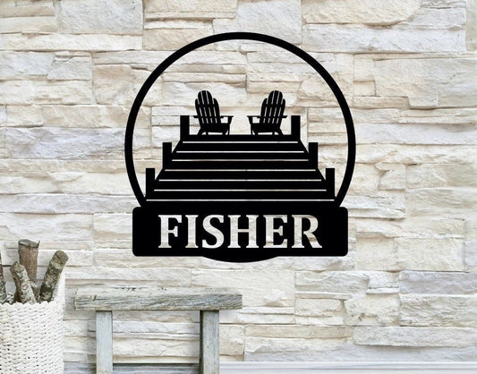 Personalized Family Name Dock Metal Sign, Housewarming Gift, Cottage Dock Sign, Wedding Gift, Metal - wedding detail
