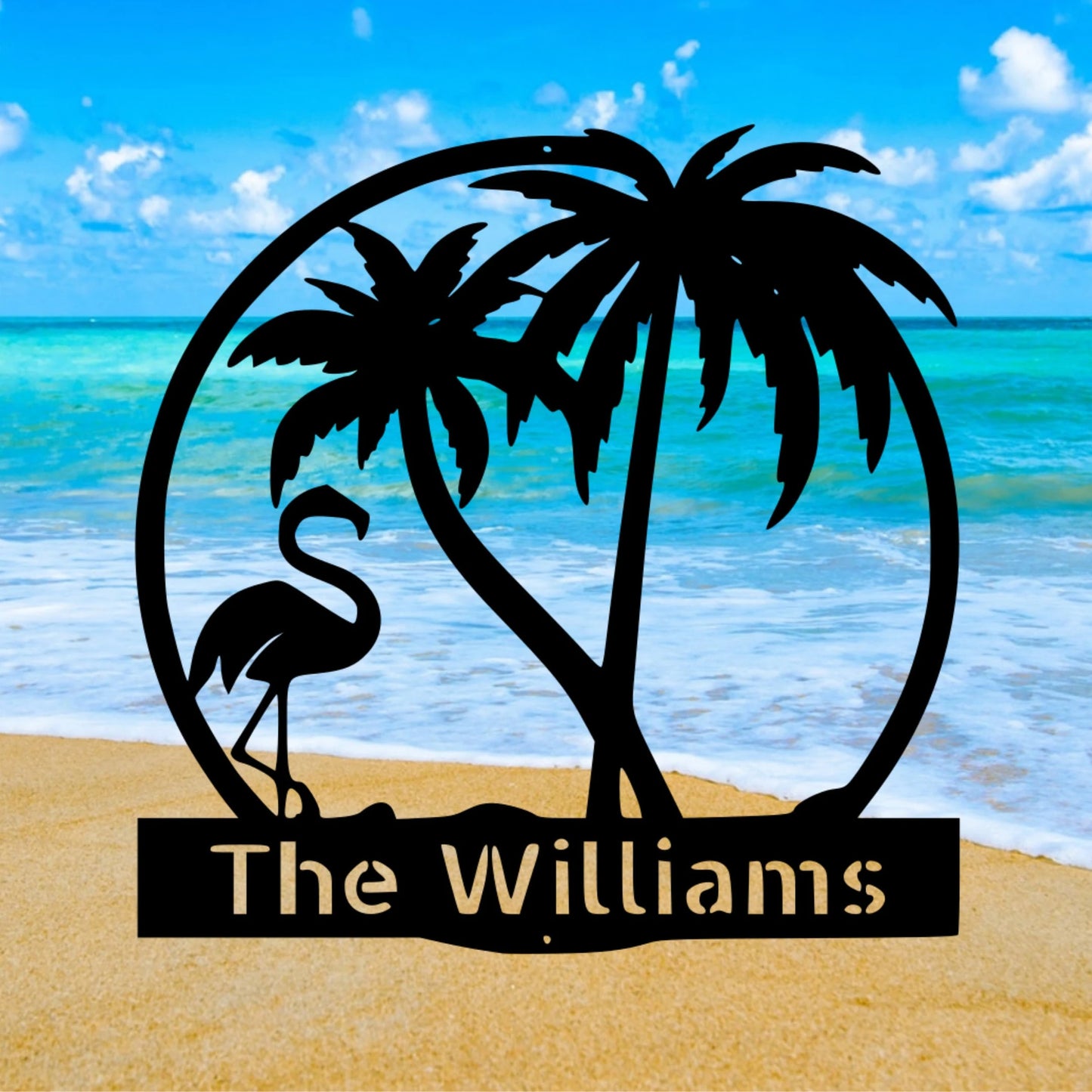 Flamingo And Palm Trees Family Custom Metal Sign Personalized Family Name Metal Sign Wedding Gift Personalized Gift Metal Wall Art, Laser Cut Metal Signs Custom Gift Ideas