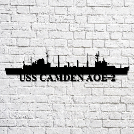 Uss Camden Aoe2 Navy Ship Metal Art, Custom Us Navy Ship Cut Metal Sign, Gift For Navy Veteran, Navy - metal sign