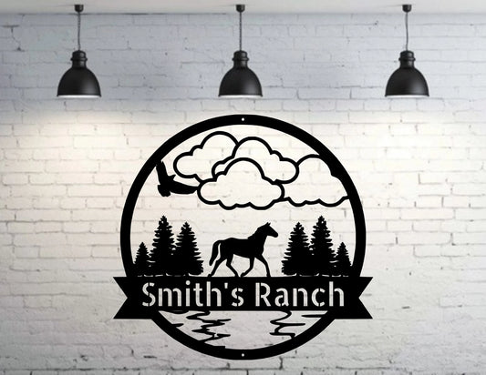 Personalized Horse Metal Sign Horseshoe Art Western Decor Initial Metal Sign Housewarming Gift Metal Wall - metal sign
