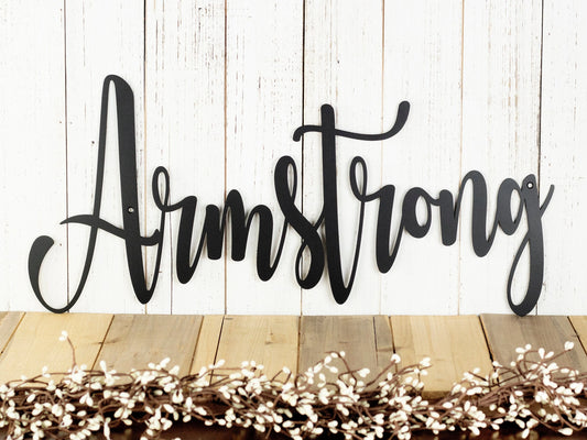 Custom Name Sign, Metal Wall Art, Outdoor Script Last Name Sign, Family Name Sign, Rustic Name Sign - metal sign