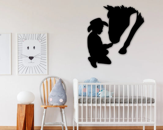 Child Horse Sign Metal Horse Decor Horse Heart Metal Sign Horse Love Sign Gift For Horse Lover Pony Lover Sign Equestrian Decor - 8 inches - metal sign