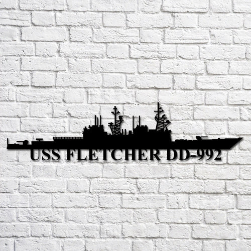 Uss Fletcher Dd992 Navy Ship Metal Art, Custom Us Navy Ship Cut Metal Sign, Gift For Navy Veteran, Navy Ships Silhouette Metal Art, Navy Home Decor Laser Cut Metal Signs Custom Gift Ideas